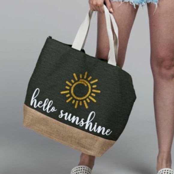 Hello Sunshine Olive Tote Bag NWT - Picture 2 of 8